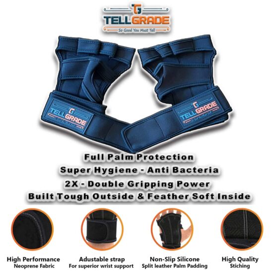 Tellgrade Ventilated Fitness Gloves With Wrist Wraps Full Palm Protection Extra Grip Poster 5 S
