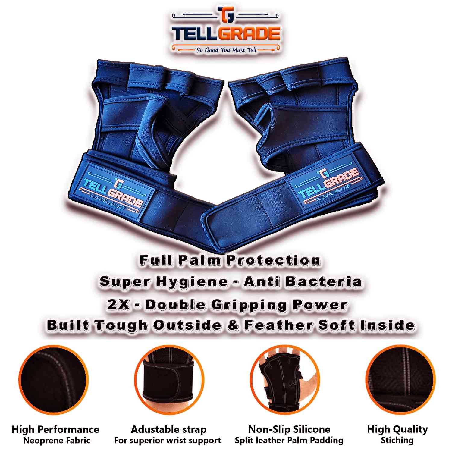 Tellgrade Ventilated Fitness Gloves With Wrist Wraps, Full Palm Protection &Amp; Extra Grip Poster 5A
