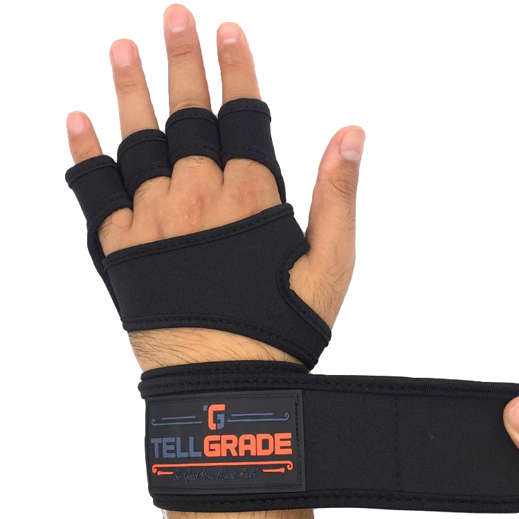Tellgrade Ventilated Fitness Gloves With Wrist Wraps, Full Palm Protection &Amp; Extra Grip