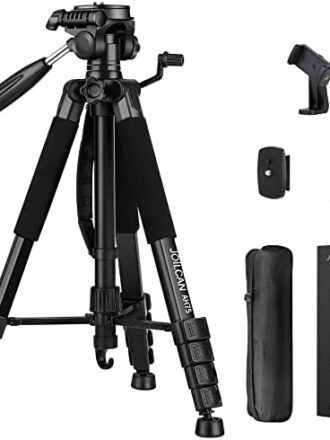 Tripod Camera Tripods, 74" Tripod for Camera Cell Phone Video Photography, Heavy Duty Tall Camera Stand Tripod, Professional Travel DSLR Tripods Compatible with Canon Nikon iPhone, Max Load 15 LB