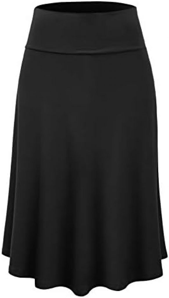 Lock and Love Women’s Solid Ombre Lightweight Flare Midi Pull On Closure Skirt S-XXXL Plus Size