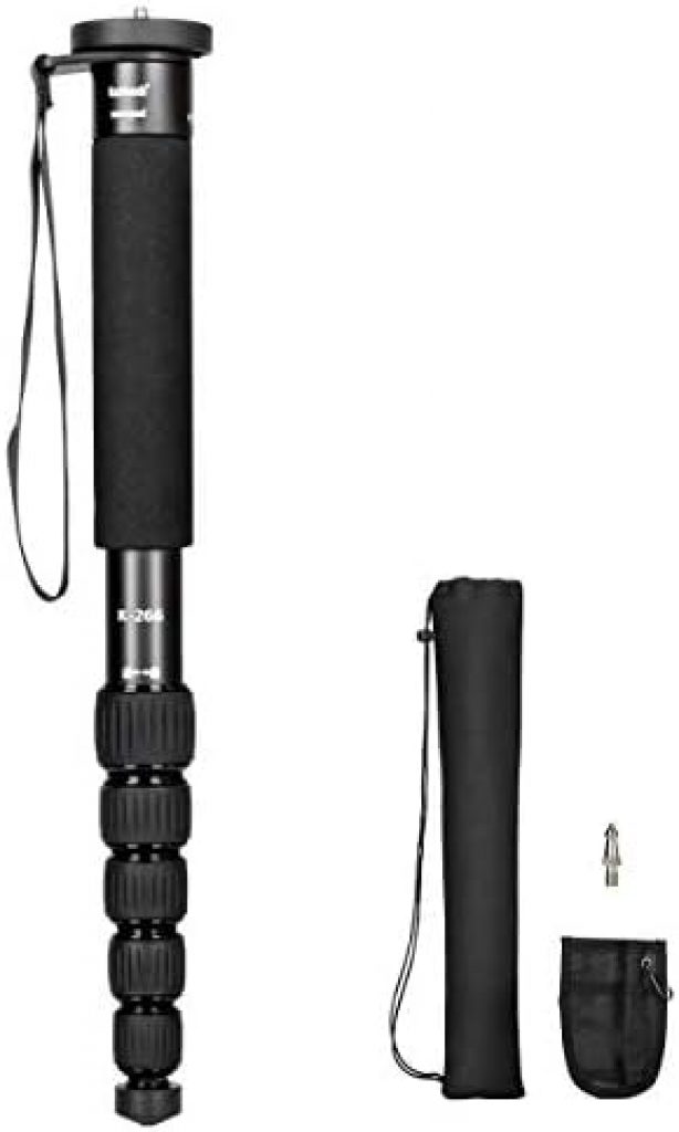 Koolehaoda 6-Section Monopod Compact Portable Photography Aluminum Alloy Unipod Stick, Max. Load 10kg / 22lbs, Folding Size is only 15-inch (K-266 Black)