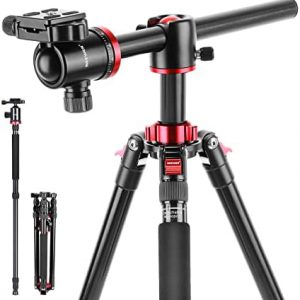 NEEWER Camera Tripod Monopod with Rotatable Center Column for Panoramic Shooting, Aluminum Alloy 75″/191cm, 360° Ball Head, 1/4″ Arca Type QR Plate for DSLR Camera Video Camcorder up to 26.5lb/12kg