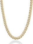 Miabella Solid 18K Gold Over Sterling Silver Italian 5Mm Diamond-Cut Cuban Link Curb Chain Necklace For Women Men, 925 Sterling Silver Made In Italy