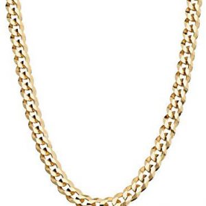 Miabella Solid 18K Gold Over Sterling Silver Italian 5mm Diamond-Cut Cuban Link Curb Chain Necklace for Women Men, 925 Sterling Silver Made in Italy