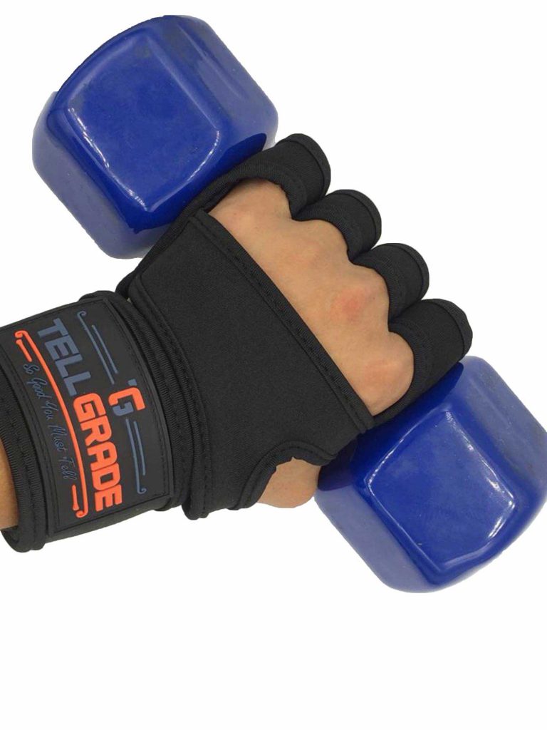 - TellGrade Ventilated Fitness Gloves with Wrist Wraps Full Palm Protection Extra Grip Black 3s 1