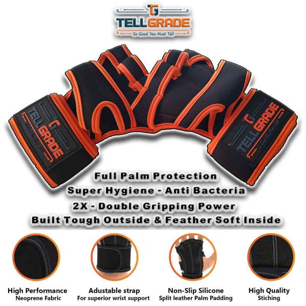 Tellgrade Stockist - Tellgrade Ventilated Fitness Gloves With Wrist Wraps Full Palm Protection Extra Grip Poster 2 2