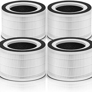 4-Pack Air Filter Replacement Compatible With Afloia Air Purifier Fillo/Halo/Allo And Mooka Allo Match Asin: B088Fhcs83/B07Jg1R2Gb/B09M799Dt4/B07Wr2Ct7V, 3-In-1 Filtration Air Cleaner For Home