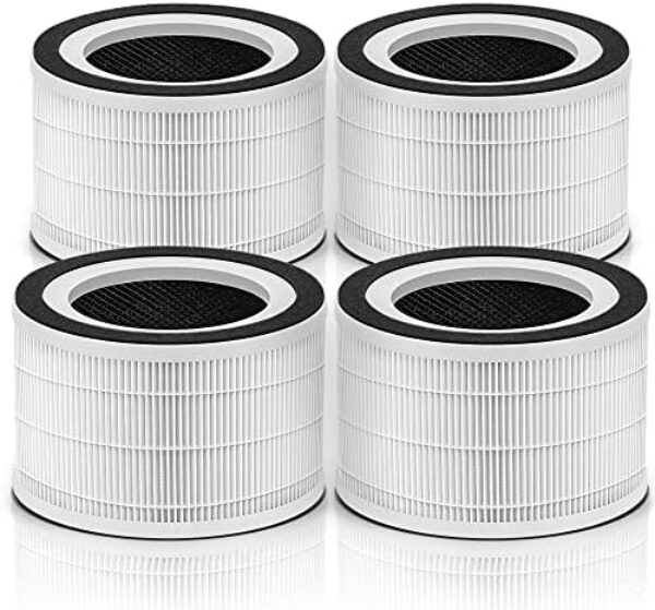 4-Pack Air Filter Replacement Compatible with Afloia Air Purifier Fillo/Halo/Allo and Mooka Allo Match ASIN: B088FHCS83/B07JG1R2GB/B09M799DT4/B07WR2CT7V, 3-IN-1 Filtration Air Cleaner for Home