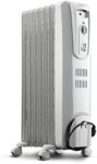 De'Longhi Oil-Filled Radiator Space Heater, Full Room Quiet 1500W, Adjustable Thermostat 3 Heat Settings, Energy Saving, Safety Features, Light Gray, Trh0715Ca