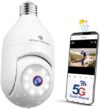 SYMYNELEC 5GHz/2.4GHz Light Bulb Security Camera Outdoor Waterproof, 5G Dual Band Wireless WiFi Light Socket Security Camera, 2K 4MP Smart Cam with Color Night Vision Human Motion Detection IP65 Alexa