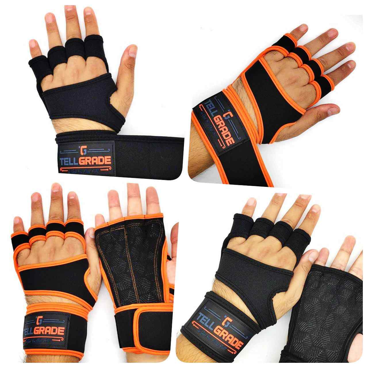 Tellgrade New Ventilated Weight Lifting Gloves With Wrist Wraps &Amp;&Nbsp;Full Palm Protection
