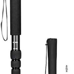 Koolehaoda 6-Section Monopod Compact Portable Photography Aluminum Alloy Unipod Stick, Max. Load 10kg / 22lbs, Folding Size is only 15-inch (K-266 Black)