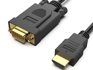 Benfei Hdmi To Vga,Gold-Plated Hdmi To Vga 6 Feet Cable (Male To Male) Compatible For Computer, Desktop, Laptop, Pc, Monitor, Projector, Hdtv, Raspberry Pi, Roku, Xbox And More