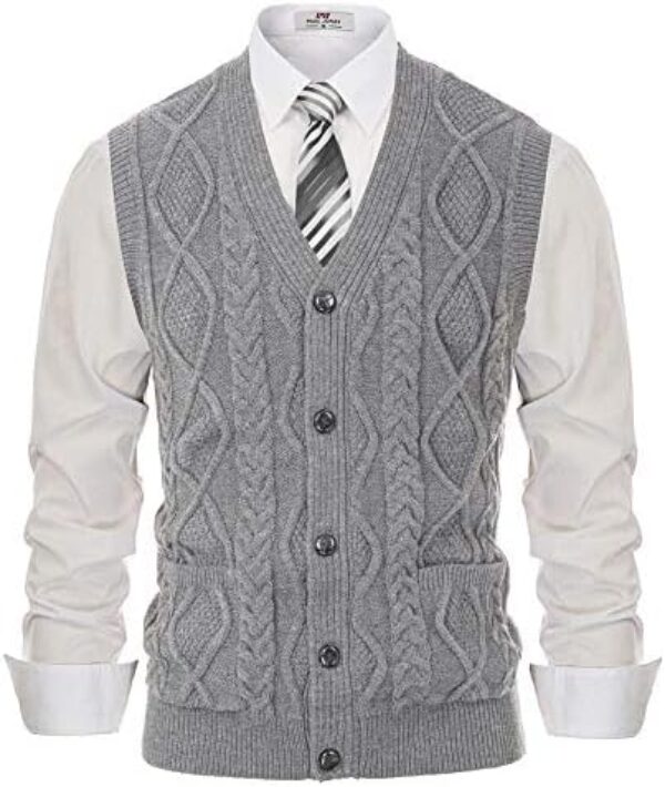 Upgrade Your Style with Men's Cable Knit Sweater Vest by PJ PAUL JONES