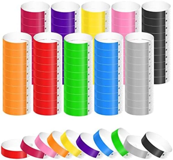 KINBOM 1100pcs Neon Wristbands, Waterproof Paper Bracelets Event Wristbands Colorful Wrist Party Bands Armbands for Events Music Festivals Concerts Exhibitions(10 Colors)