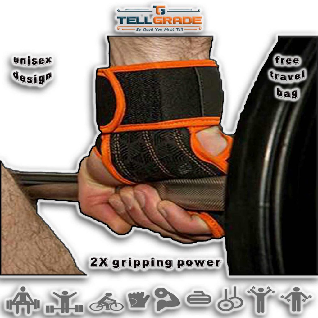 Tellgrade New Ventilated Weight Lifting Gloves With Wrist Wraps - Full Palm Protection