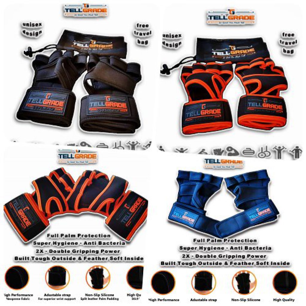 Tellgrade New Ventilated Weight Lifting Gloves With Wrist Wraps - Full Palm Protection