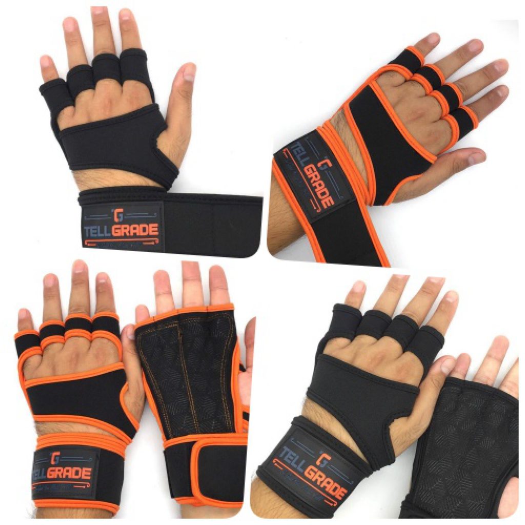 Tellgrade New Ventilated Weight Lifting Gloves With Wrist Wraps - Full Palm Protection