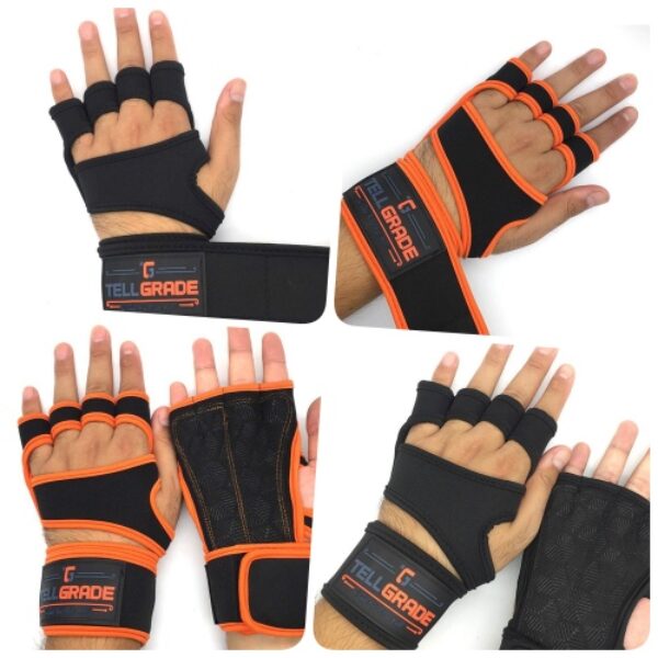 TellGrade New Ventilated Weight Lifting Gloves with Wrist Wraps - Full Palm Protection